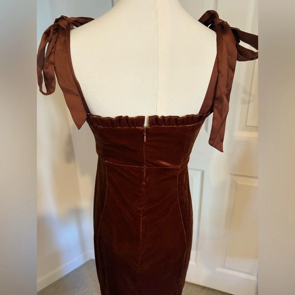 Danielle Bernstein dark burnt orange velvet mini dress - NWT - S - Picture 7 of 15